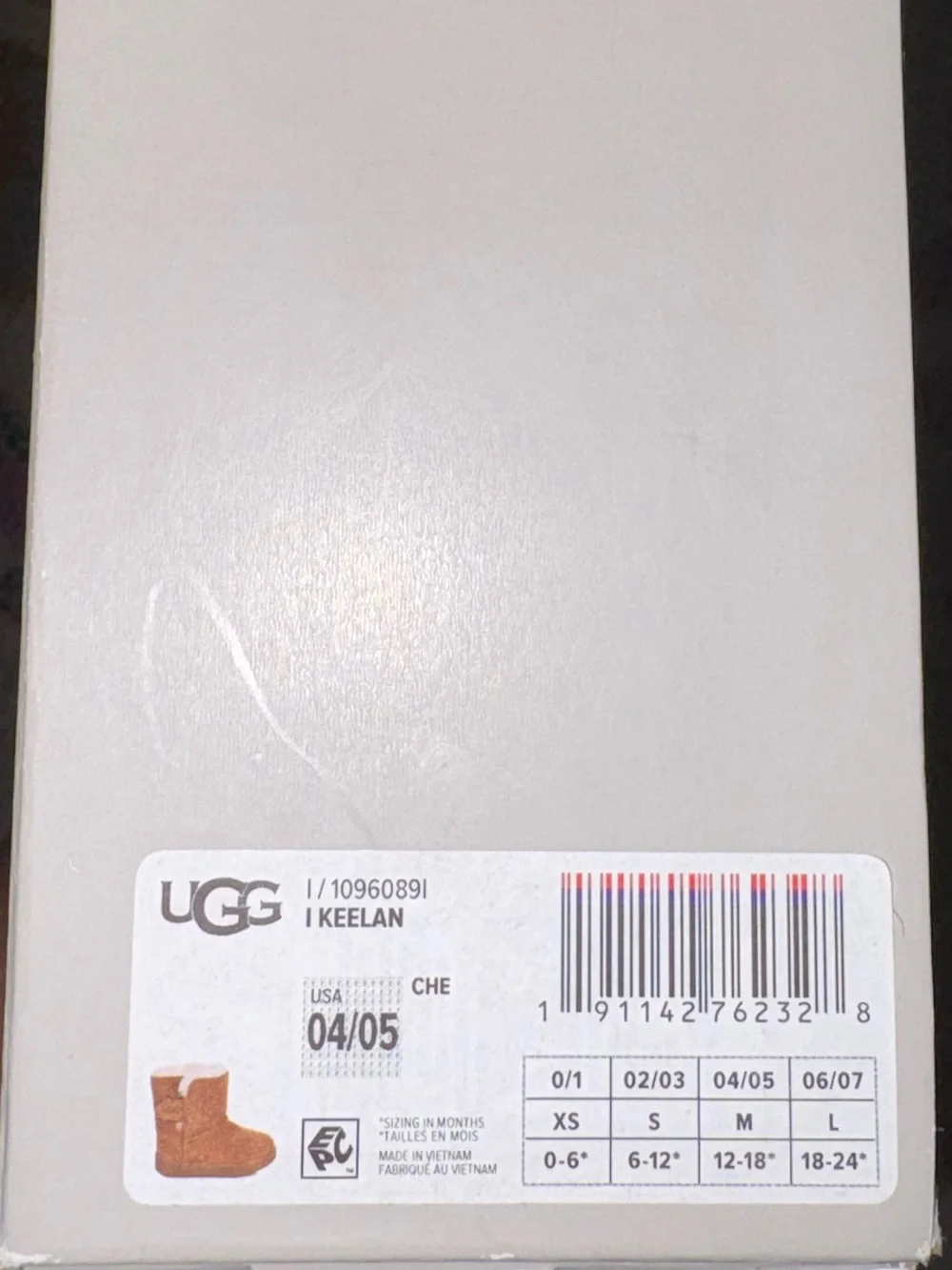 UGG Keelan Infant Toddler Chestnut Suede Bootie Box Size 4 / 5 (12-18M)